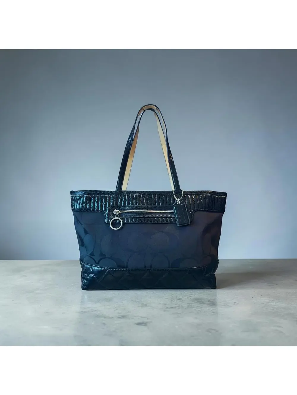 Coach Poppy Signature Glam Tote Patent Quilted Y2K